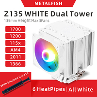 Z135 All White CPU Cooler With 6 HeatPipes Support 1700/1200/115x/AM4 Efficient 4Pin PWM ARGB Fan Quiet Ventilador Radiator
