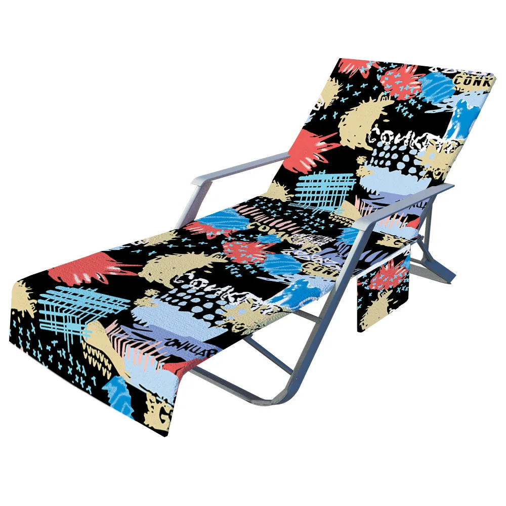 Graffiti Series Print Beach Lounge Chair Cover Towels Quick Drying Outdoor Garden Swimming Pool Lazy Chair Cover Mat 210x75cm