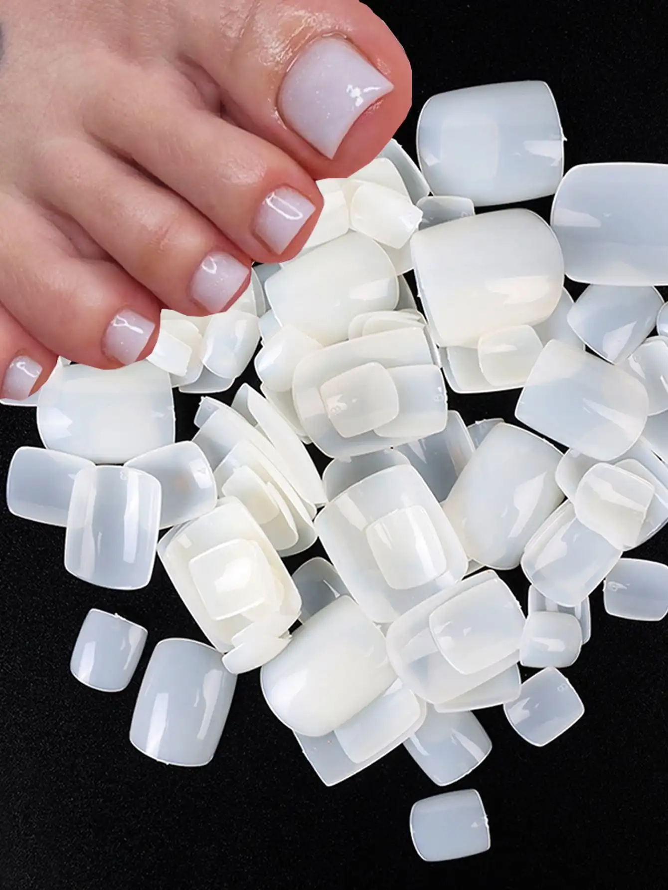 

240pcs False Toe Nail Tips, 12 Sizes, White Full Cover Fake Toenail Tips. Press On Salon Toe Nail Art Extension Design. Artificial Acrylic Nail Supplies.