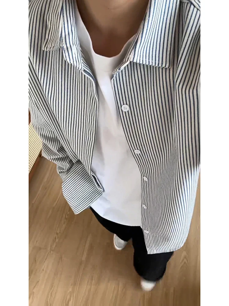 

Мужская повседневная куртка с синими вертикальными полосками, весенняя, модная, брендовая, с длинными рукавами, оверсайз, в стиле кэжуал, для активного отдыха, из полиэфирного волокна