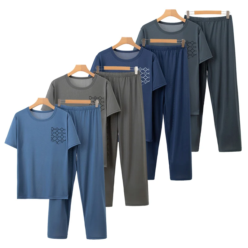 Men's Set Home Clothes Short Sleeved Pants Set Comfortable Moisture Wicking Breathable Fashionable And Multifunctional Set