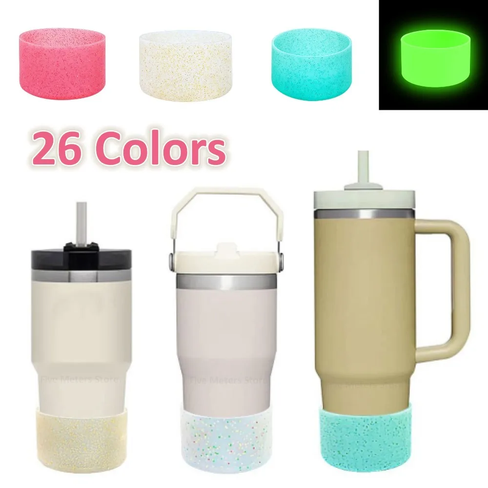 1 szt. Brokatowy ozdobny pokrywa silikonowa do butelki na wodę z silikonową osłoną na spód do buta