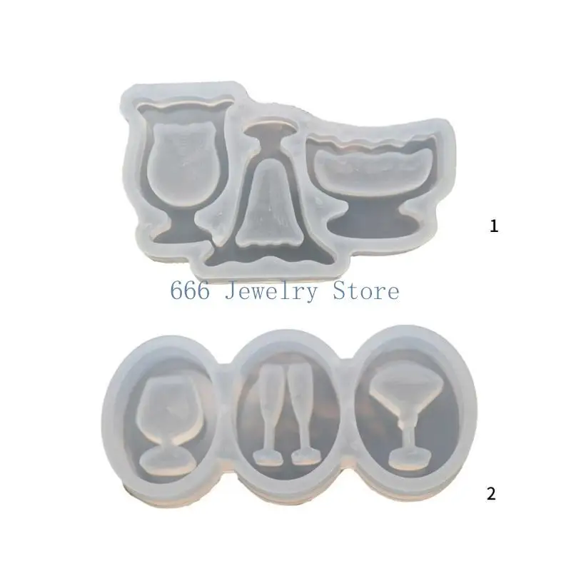 F2TD Elegant Cup Ornament Mold Wine Cup Resin Molds DIY Jewelry Keychain Mold