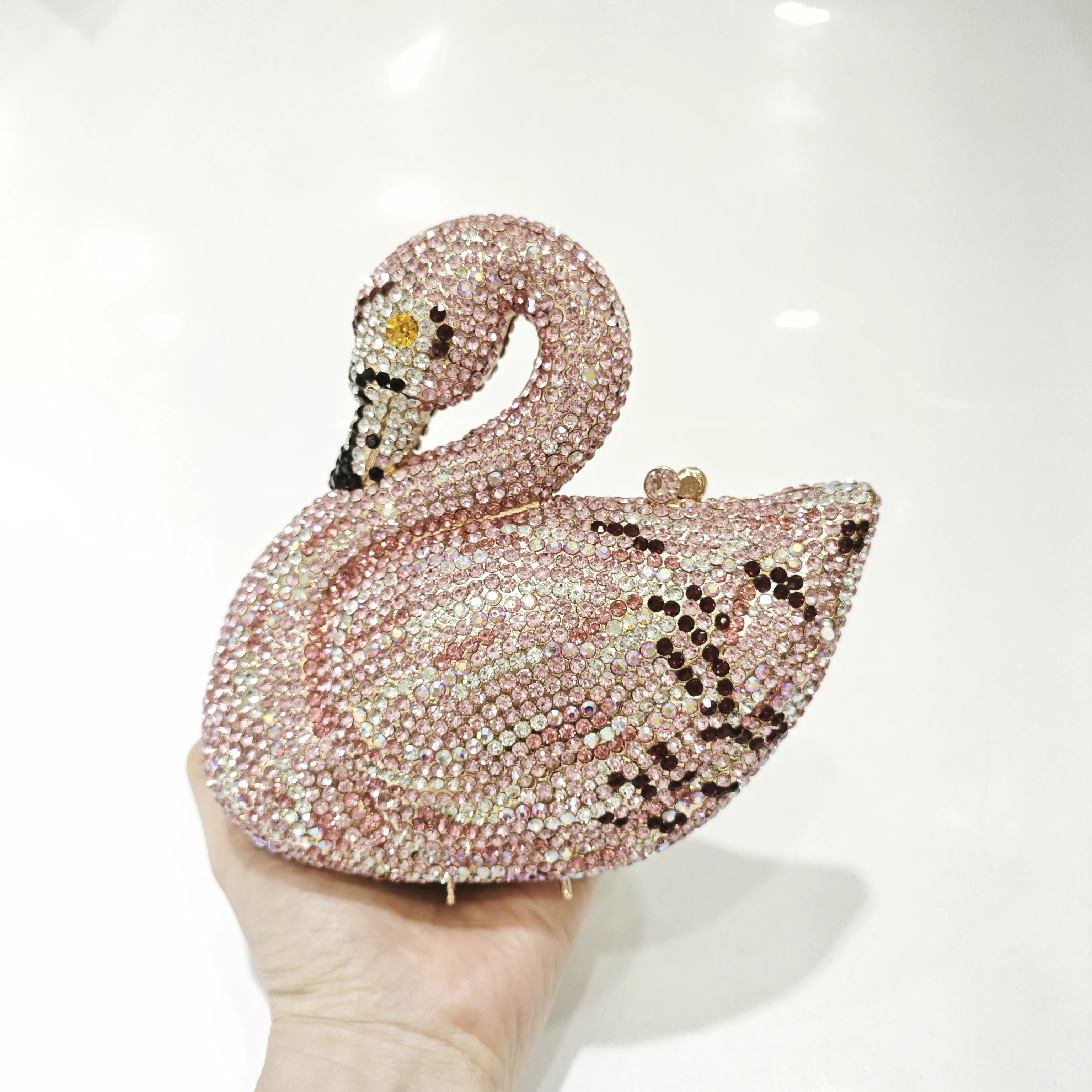 

New Arrival Swan-Shaped Crystal Evening Bag Purses WHTUOHENG Luxury Diamond Rhinestone Clutch Women Wedding Party Stone Handbag