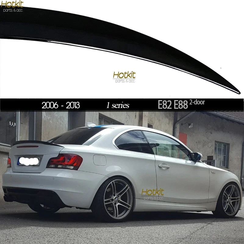 Gloss Black & Carbon-Printing ABS Rear Deck Spoiler Car Wing for BMW 1 Series 2-Door Coupe Convertible E82 E88 1M 2006 - 2013