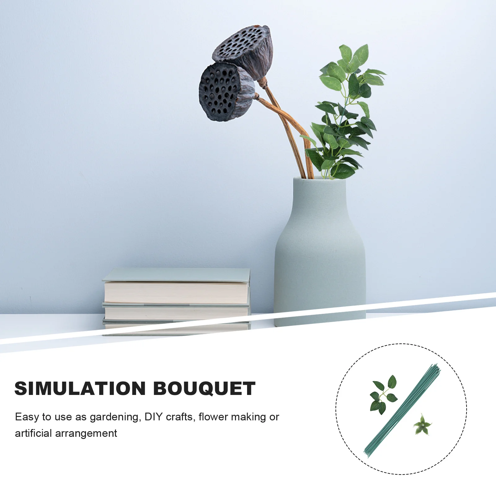 

90Pcs Simulated Flower Stems Green Durable Fake Plant Rod for DIY Floral Arrangement Handmade Material Artificial Flower Leaves