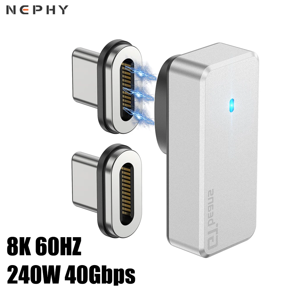 USB 4 Type C To C Magnetic Adapter PD 240W Super fast charge 40Gbps Data 8K 60HZ Video For iPhone 15 16 Samsung TV Thunderbolt 4