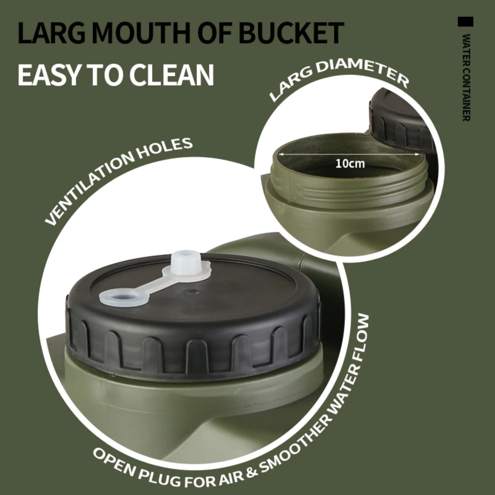15/20L Water Bucket Large Capacity Portable Camp Water Bag with Detachable Faucet No Leakage for Camping Fishing Picnic Hiking