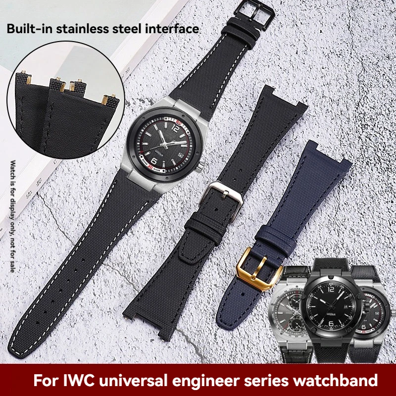 For IWC Engineer Series Nylon Notched Watch Band Strap Steen End Link IW322703 IW378507 IW378401 323601 Men's Watchband 28mm
