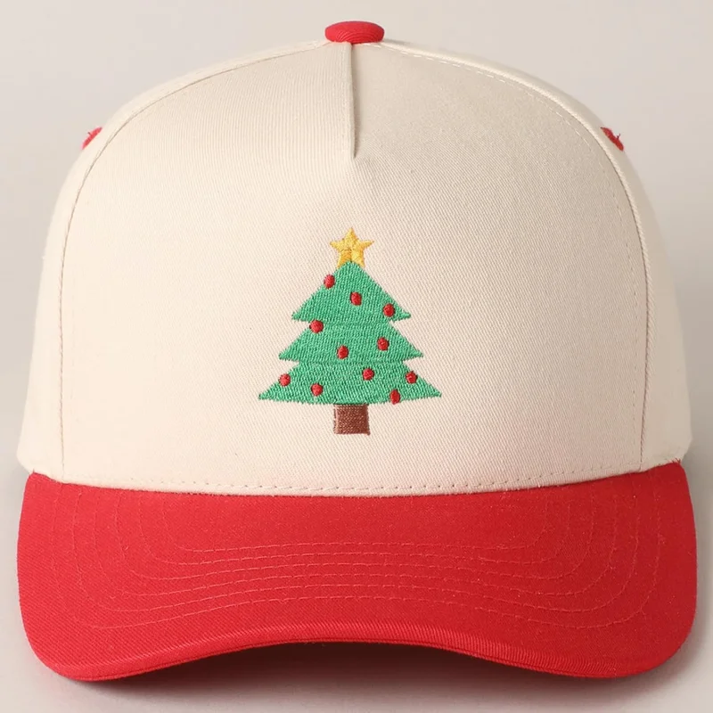 Christmas Men's and Women's Two tone Retro Canvas Adjustable Size Red Baseball Hat