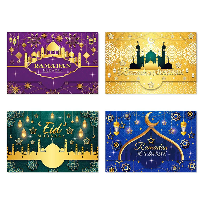 4Pcs Eid Mubarak Envelopes Money Gift Card Holder Ramadan Mubarak Decoration 2024 Islamic Muslim Eid Al-fitr Invitation Supplies