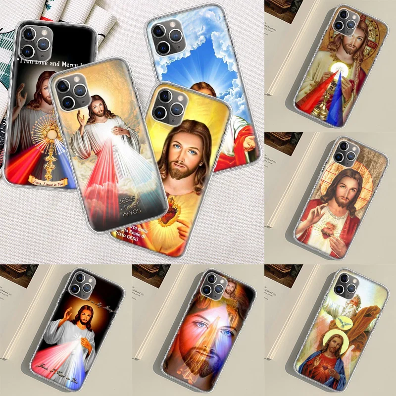 Divine Mercy Jesus Cross Phone Case For Apple Iphone 15 14 13 16 Pro Max Cover 11 12 Mini Fundas X XS Max XR 8 7 Plus Capa Shell