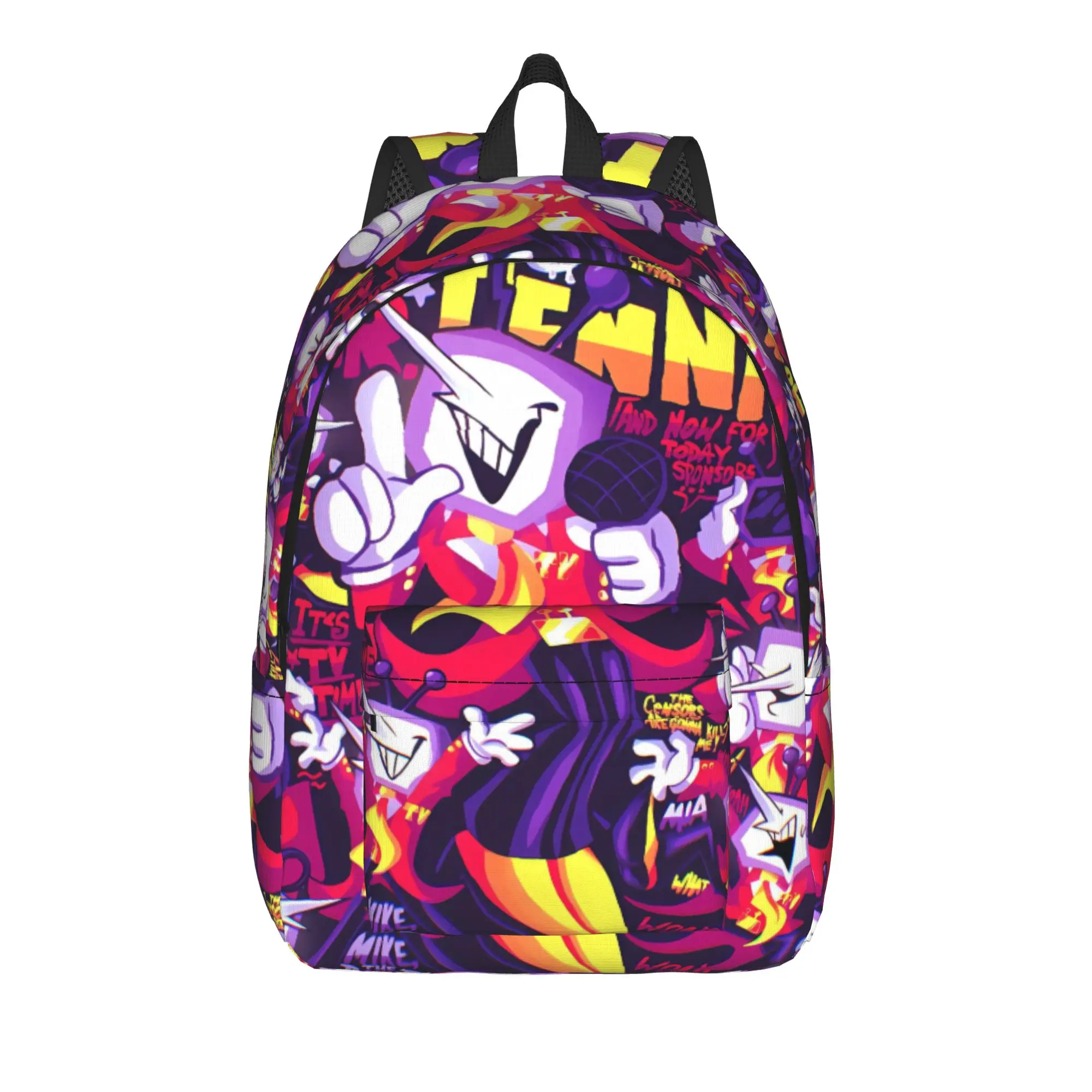 Deltarune 3 Tenna It Is TV Time Backpack  Workout Backpacks Women Kawaii High School Bags Custom Large Rucksack