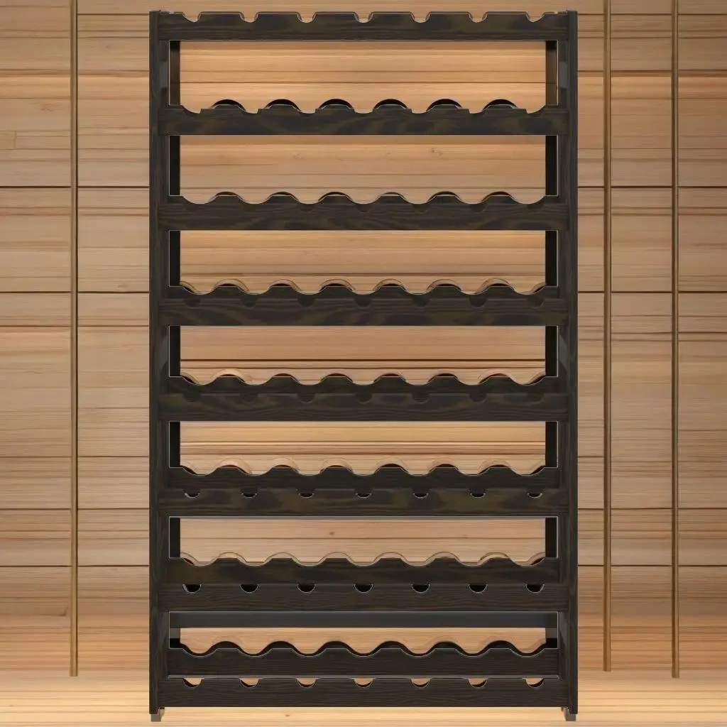 for 56 Bottle Black Solid Wood Pine Wine Rack - Stylish Storage for Wine Lovers