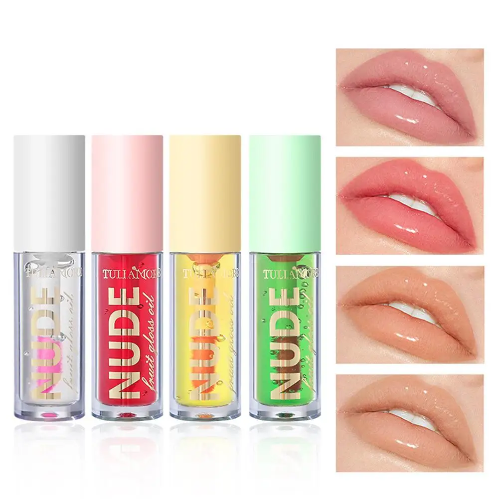 Buah Lip Oil Gloss rias wajah pemadat bibir pelembab Balsem kosmetik perawatan Primer Air seksi Glossy tidak lengket Pewarna Bibir Glitter S2e5