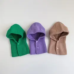 Children's balaclava South Korean autumn and winter knit hats for boys and girls baby hats bib one wrap head hat