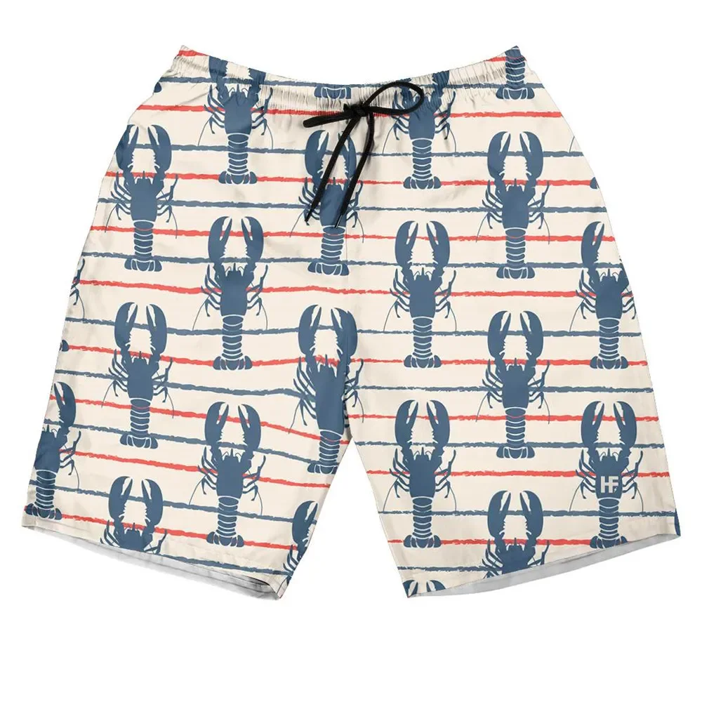 

HX ретро узор лобстера гавайские короткие модные полосатые брюки с принтом летние повседневные шорты в стиле Харадзюку мужская одежда дропшиппинг
