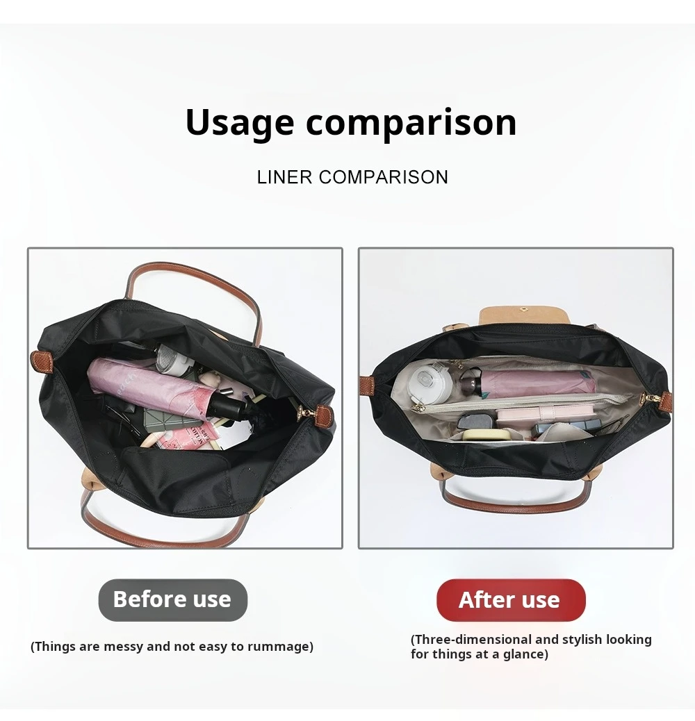 Purse Organizer Insert for Handbags, Felt Bag Organizer for Tote & Purse,  Compatible with longchamp