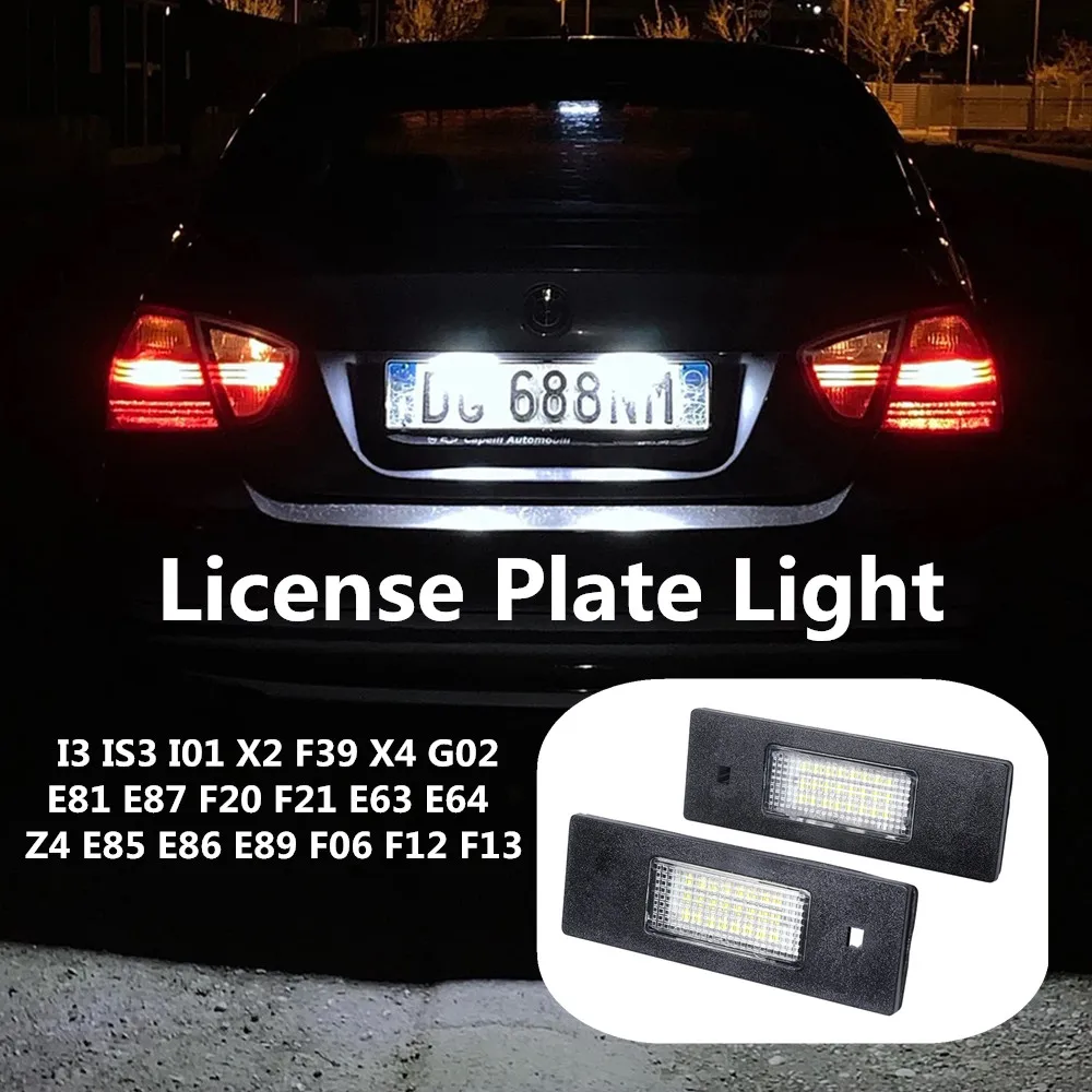 Ampoules LED blanches sans erreur pour plaque d'immatriculation de voiture, accessoires pour BMW Z4 E85 E86 E89 F06 F12 F13 E81 E87 F20 F21 E63 E64, 2 pièces