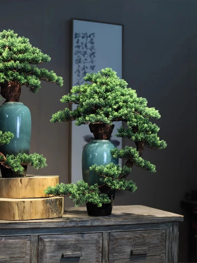 Imagem -04 - Simulação Bem-vindo Pine Bonsai Planta Verde Zen Decoração tipo Vaso Vaso de Cerâmica Mesa Alpendre Sala de Chá Alpendre