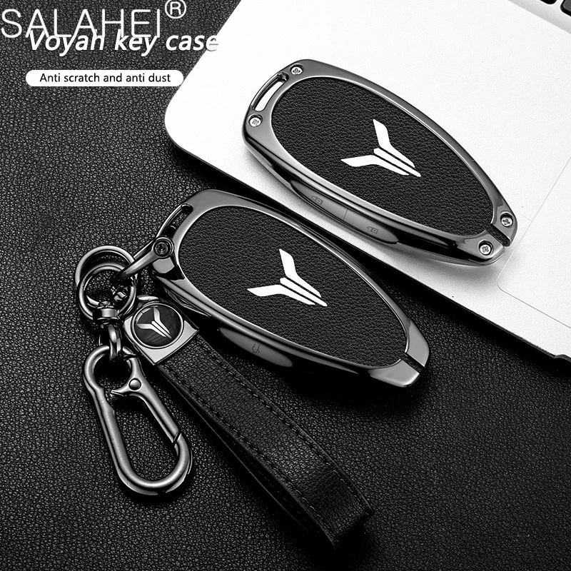 Zinc Alloy Leather Car Remote Key Case Cover Shell Bag For Voyah Free I-Land Dreamer 2021 2022 2023 Auto Keychain Accessories