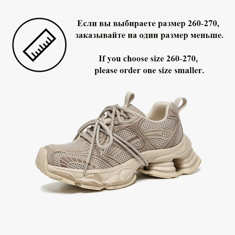 BEAUTODAY Chunky Sneakers Women Synthetic Leather Mesh Mixed Color Round Toe Lace-Up Sports Trainer Ladies Shoes Handmade 29A51 image 2
