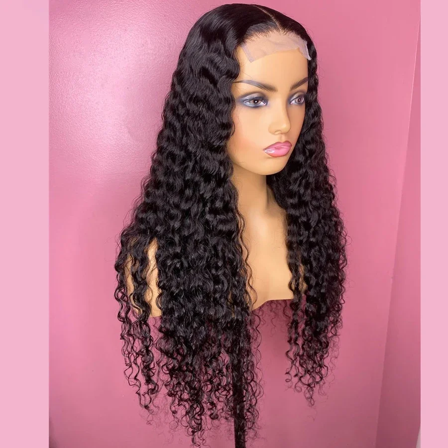 Натуральные черные 26-дюймовые длинные курчавые вьющиеся человеческие волосы 13x6 HD Парики фронта шнурка Бразильские свободные части Предварительно выщипанные с волосами ребенка