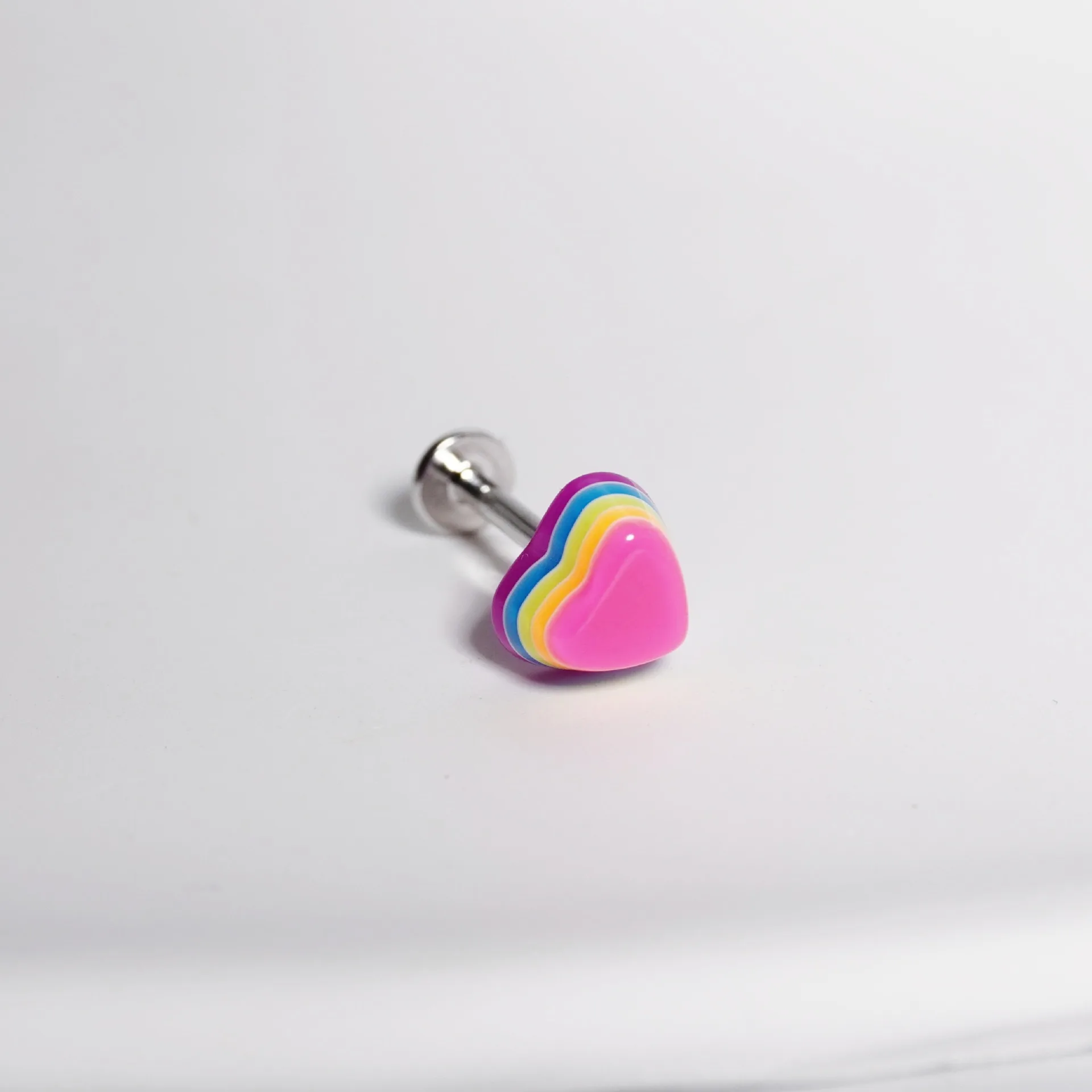 Colorful Pentagram Resin Lip Stud Love Color Stainless Steel Star Heart Lip Earbone Stud Earrings Piercing Septum Jewelry
