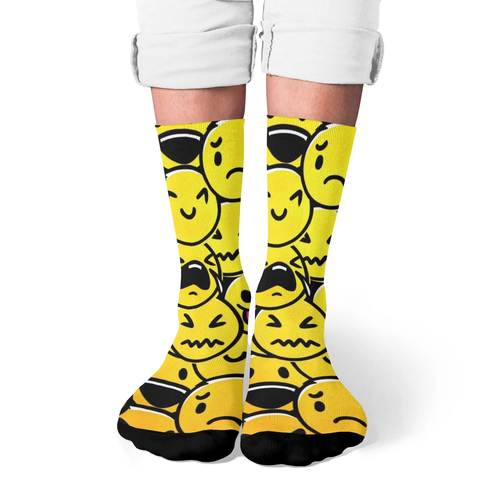 

Мужские носки в стиле поп-культуры, винтажные носки с принтом эмодзи, мягкие удобные носки для повседневной уличной одежды и повседневного обращения