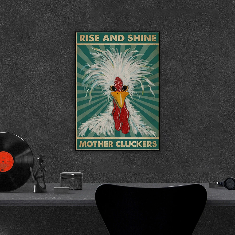 Rise And Shine Mother Cluckers Funny Chicken Poster, Chicken Wall Art Decor, Chicken Farm Decor, Farmhouse Decor