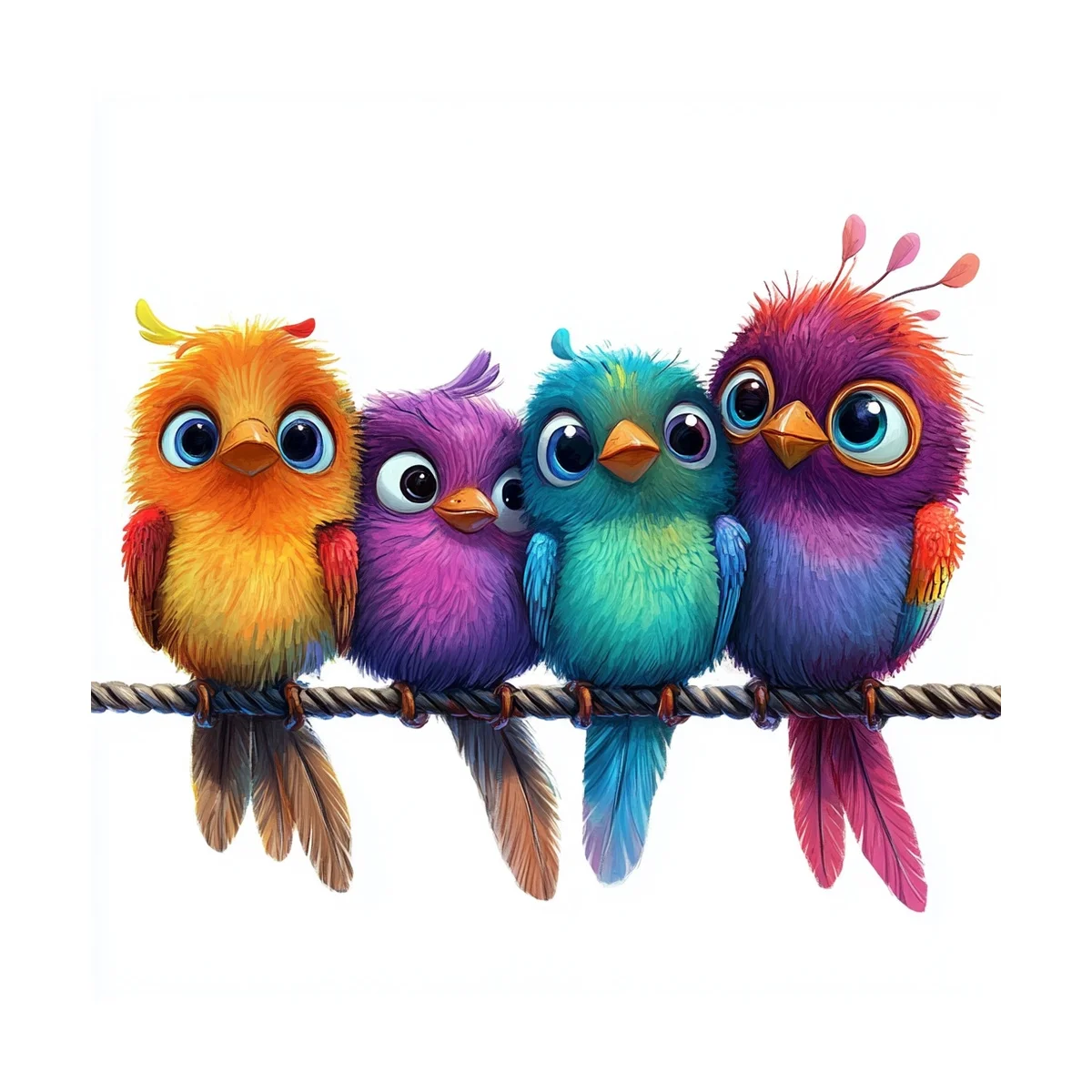 1 Stück 30x30 cm/11,8 Zoll, 11Ct/14Ct Kreuzstich-Set, DIY Valentinstagsgeschenk, Stickerei-Set für Festlichkeiten, vier bunte Vögel aus Draht – Detail 4