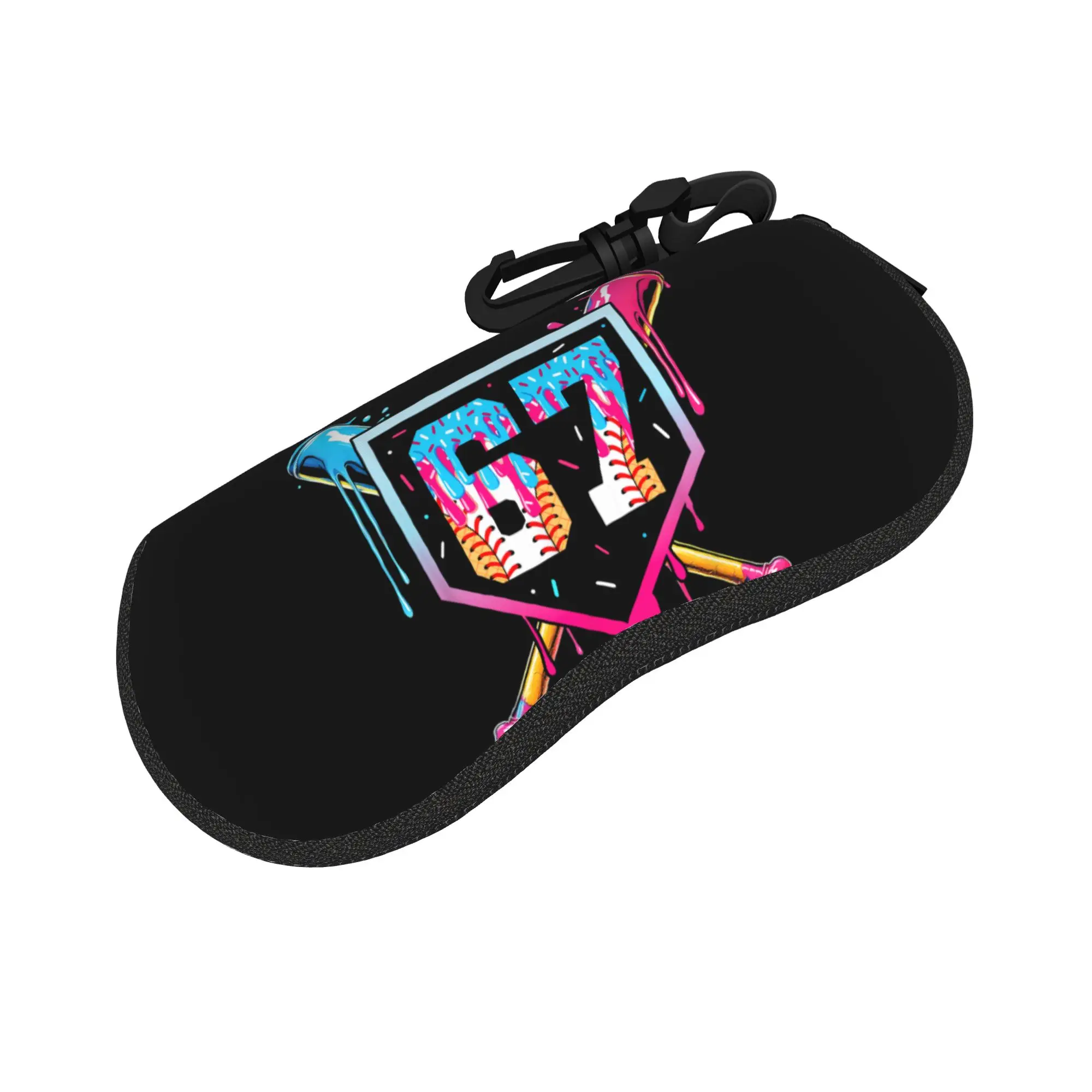 Baseball Ice Cream Drip Number 67 Glasses Case  Key Chain Sunglasses Pouch Trend Daily Glasses Box Male Female Eyewear Bag
