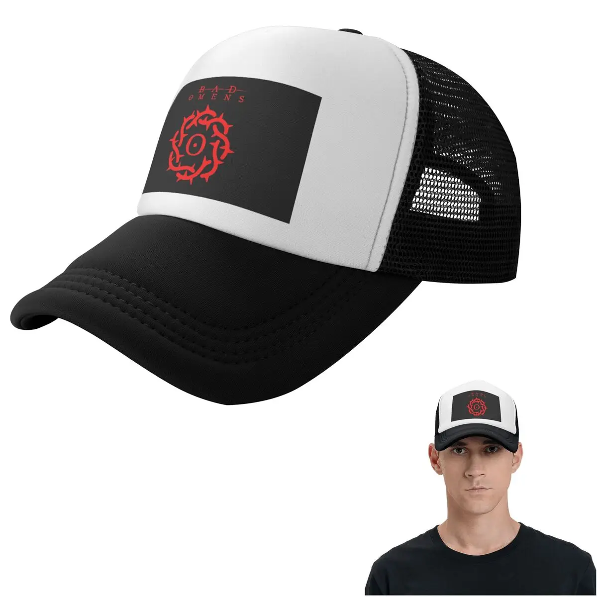Bad Omens Band Logo (7) Cap Casual Mesh Baseball Caps Adjustable Hat Hip Hop Summer Unisex Baseball Hats