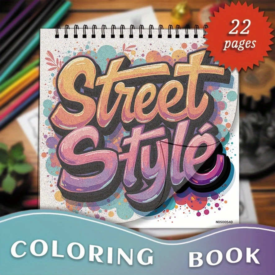 

Книга-раскраска в уличном стиле для взрослых - 8,27×8,27 дюймов, 22 страницы. Яркие надписи в стиле граффити. Модный подарок