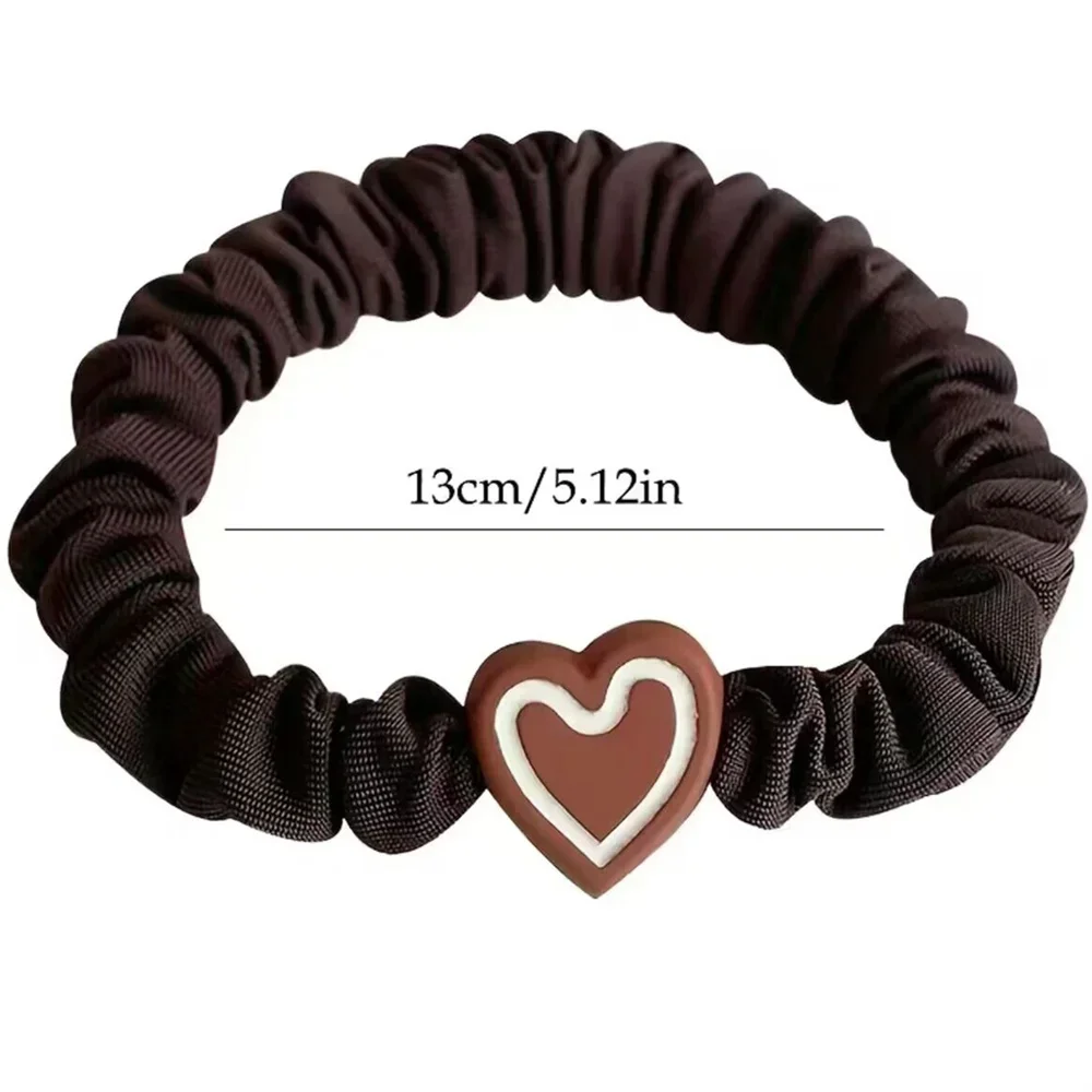 5/10/20pcs Simple Style Hair Tie Set Braided Hair Rope Heart Decor Scrunchies Elastic Ponytail Holder Hair Accessories For Women