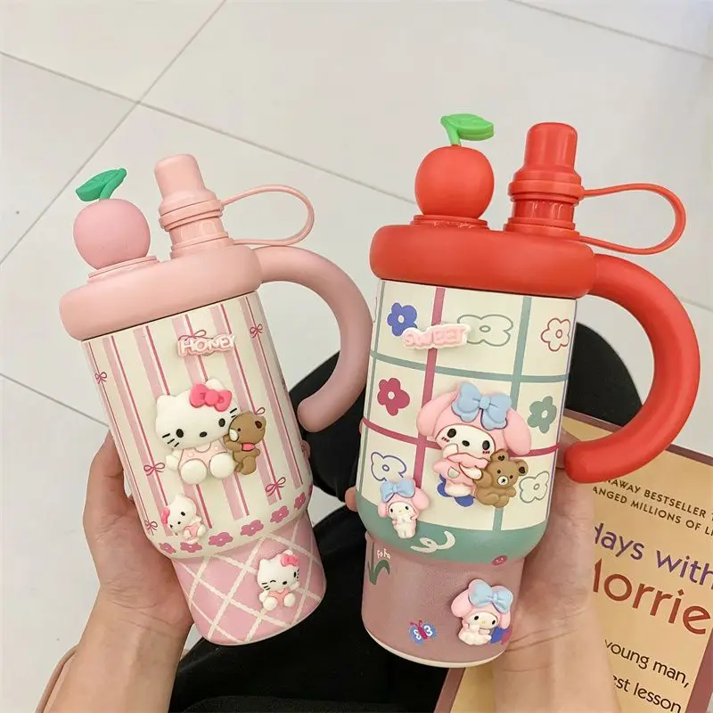 

Kawaii My Melody Hello Kitty Cinnamoroll PomPomPurin Sanrio Student Cartoon Cute Stainles Steel Insulated Cup Straw Cup for Kids