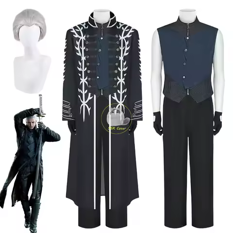Game DMC5 Cosplay Costume Vergil Cosplay Vergil Wig Nelo Uniform DMC5 Dress Up Halloween Carnival Costume for Men Comic Con
