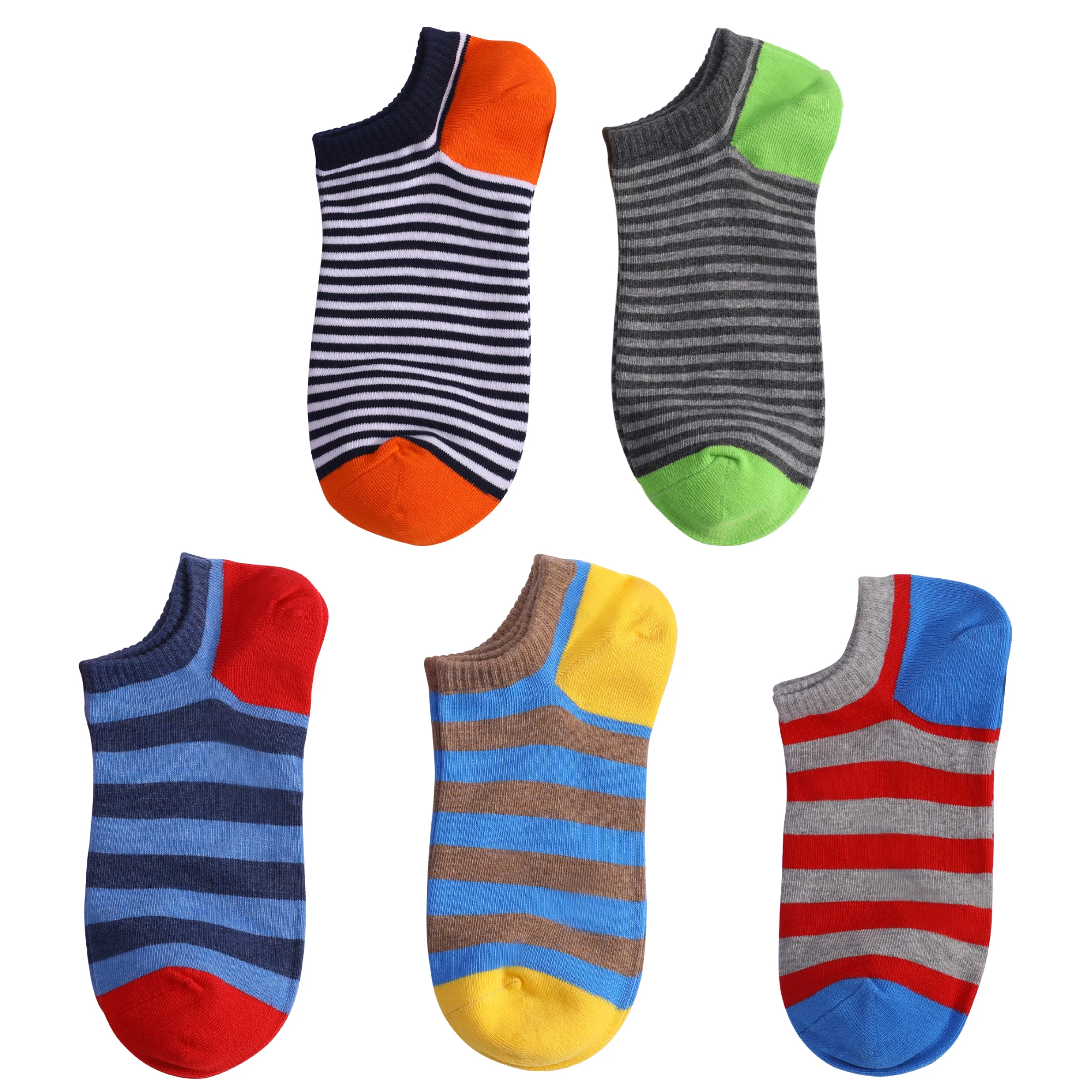 5 Pairs Low Cut Men Socks Solid Color Stripe Breathable Cotton Socks Sport Short Socks Women Men Funny  Ankle Socks,D017