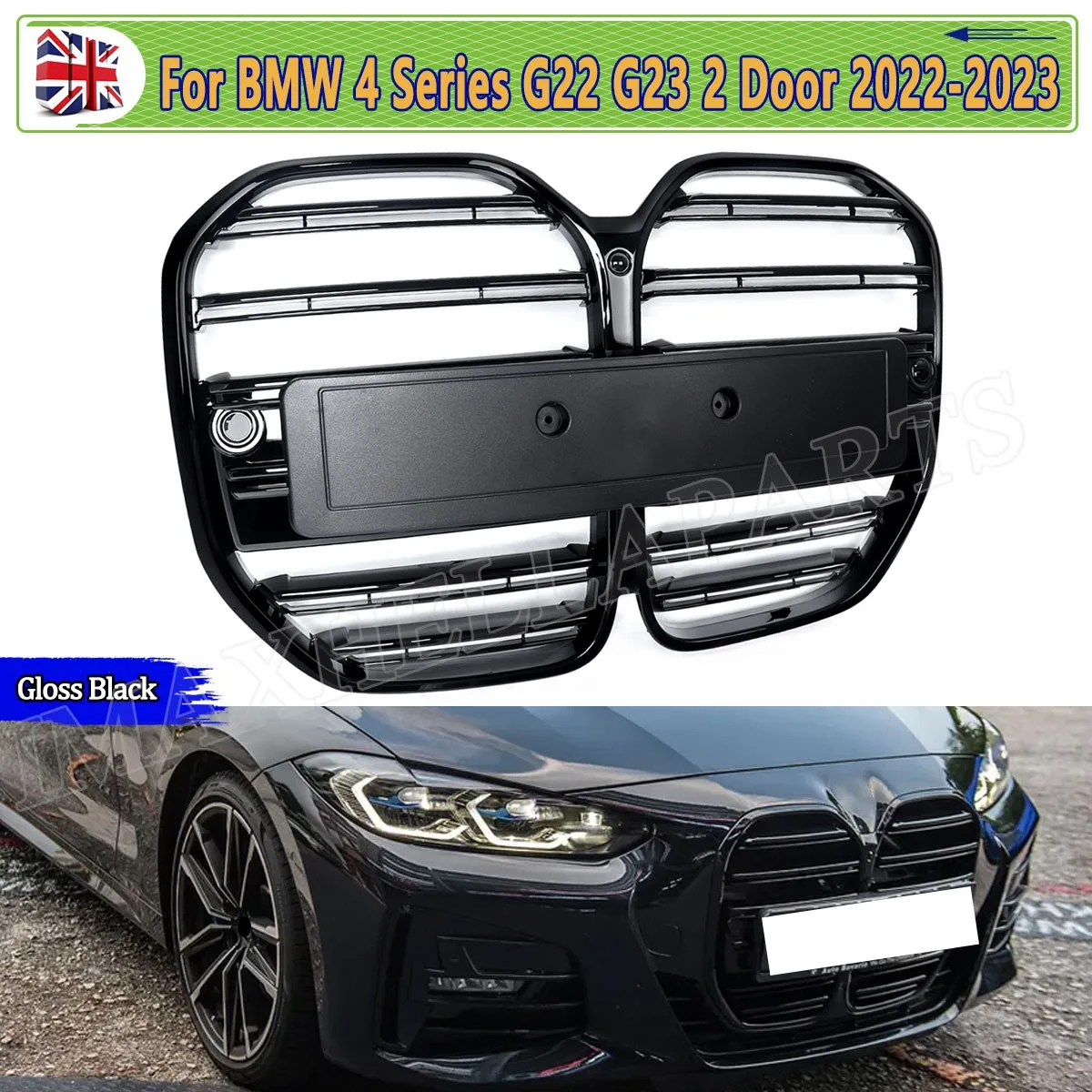

Front Bumper Grill Replace For BMW 4 Series G22 G23 420i 430d M440i M4 2021 2022 2023 GT Style Gloss Black Grill Gird Refit