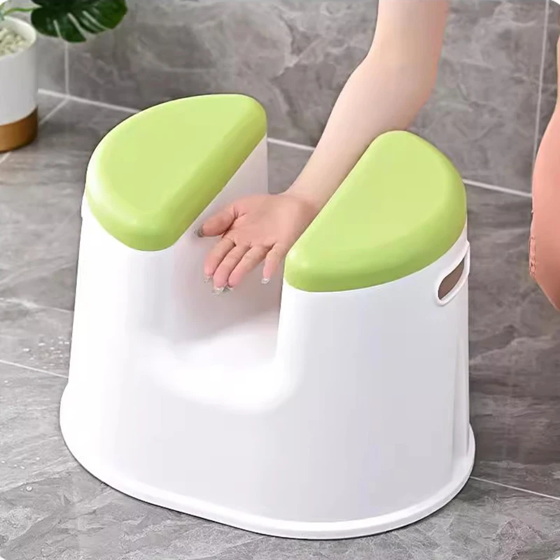 Bath Non-slip Shower Stool Acrylic Chair Mobile Bathroom Cabinet Washbasin Plastic Stools Sillas Plegables Toilet Furniture