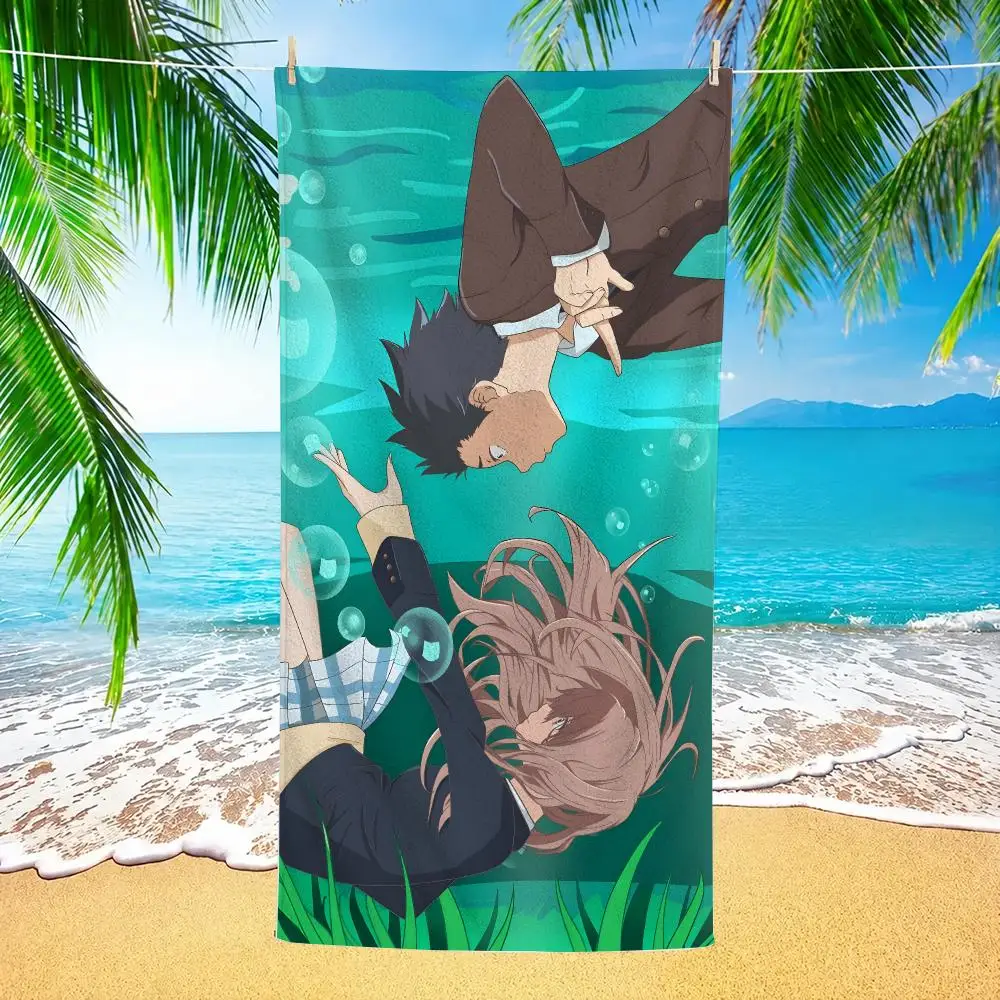 A S-Silent Voice Towel Beach Towel Quick Dry Absorbent Bath Towel For Swimming Gym Camping Outdoor Sunbathing