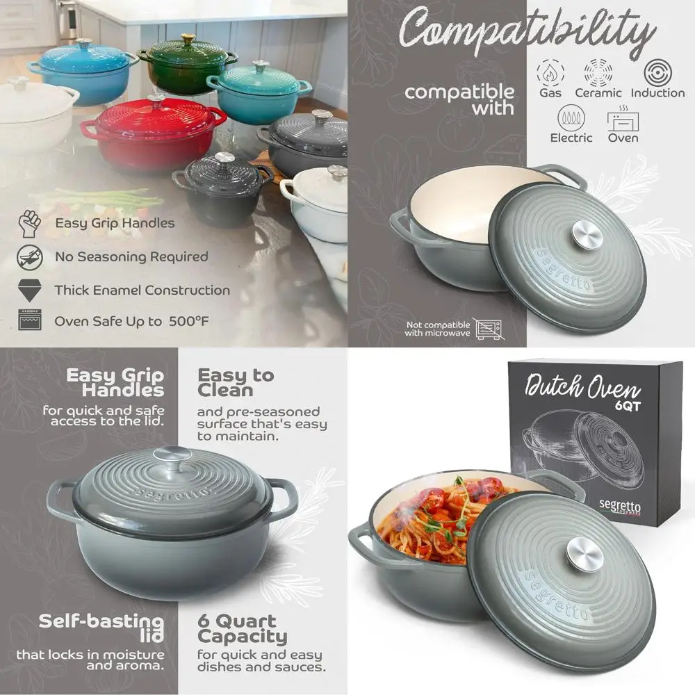 

6-Quart Gray Enameled Cast Iron Dutch Oven