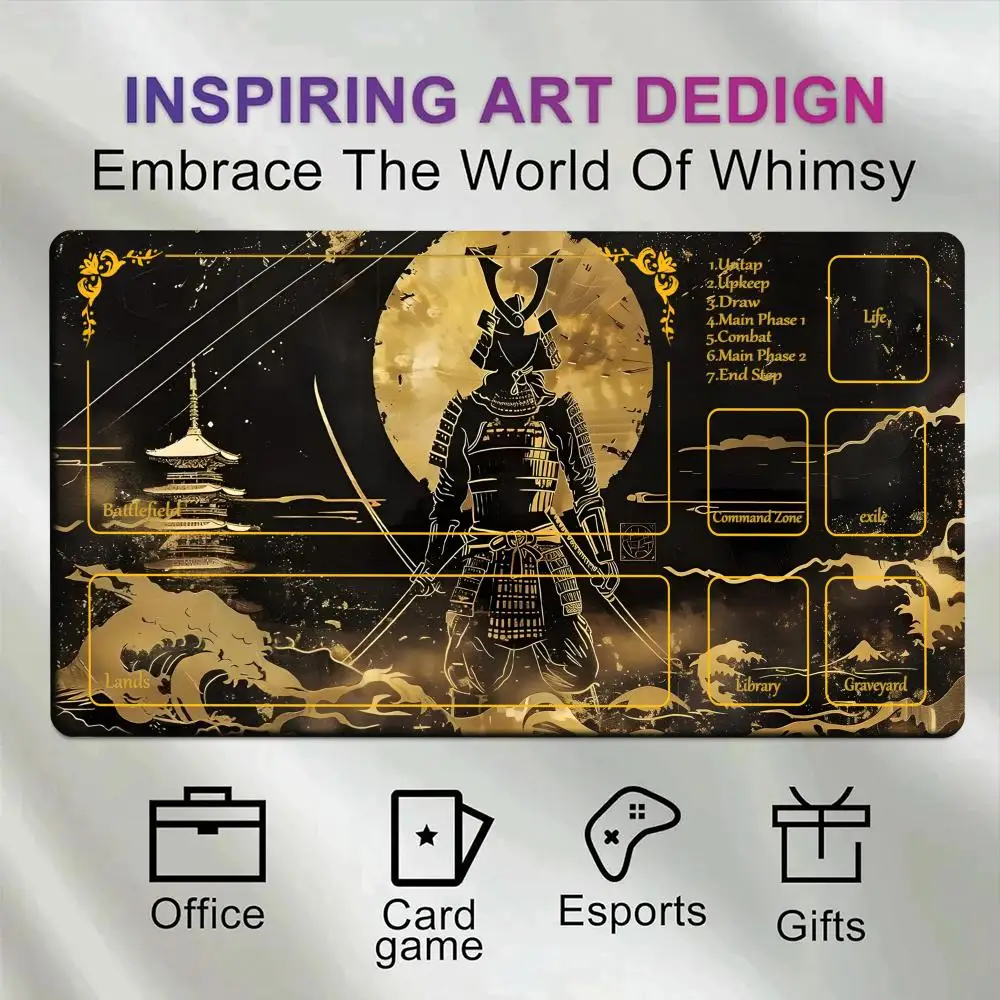 Samurai MousePad mit Zone 14*24 Zoll Magic Playmat Card Battles Commander Game Pad Duel Deskmat für TCG MTG rutschfest