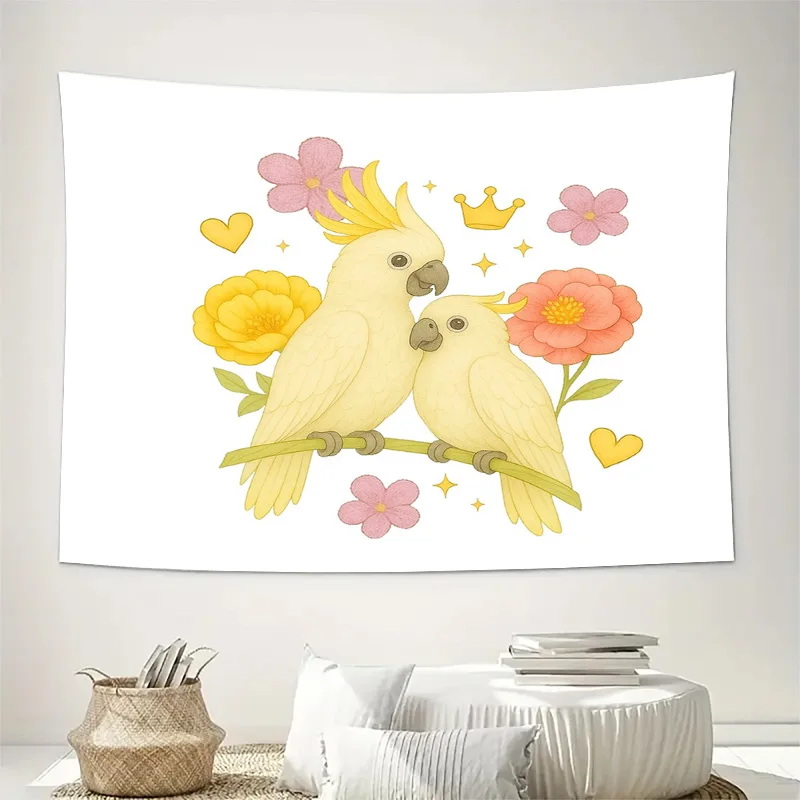 Boho Tapestry Parrot Wall Hanging Tropical Decor Jungle Theme Nature Aesthetic Bedroom Art Dorm Room Decor Aesthetic Room Home D
