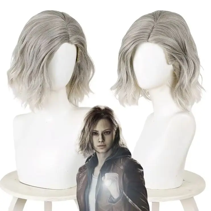 

Парик для косплея Grace Ashcroft из игры Resident Evil Requiem, женский, платиновый градиент, короткие кудрявые волосы, термостойкий, синтетический