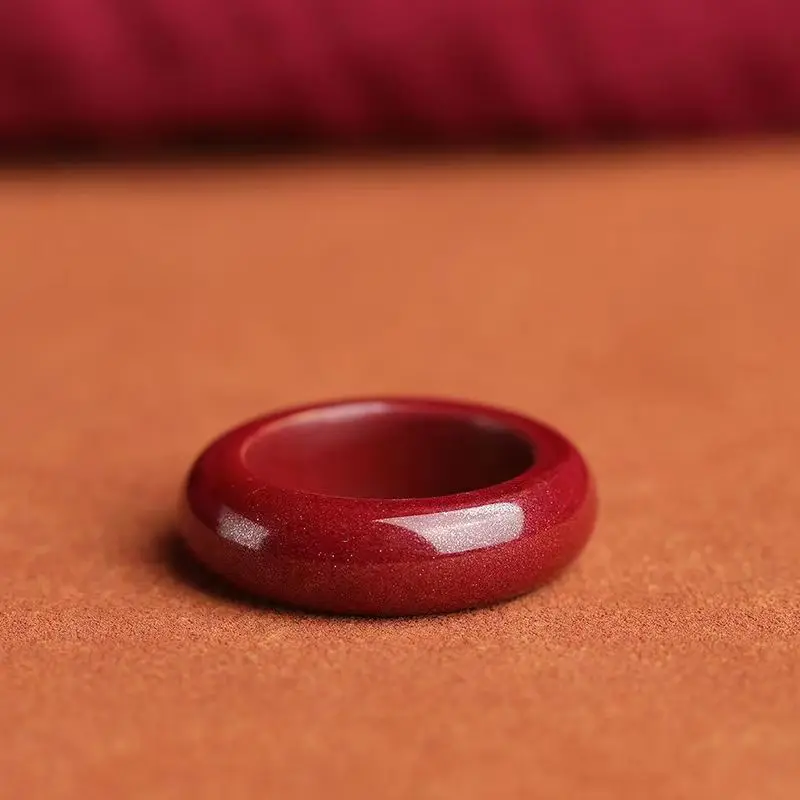 Cinnabar Ring, Purple Gold Sand Plain Circle, Male and Female Natal Year, Red Ring, Ring Ring