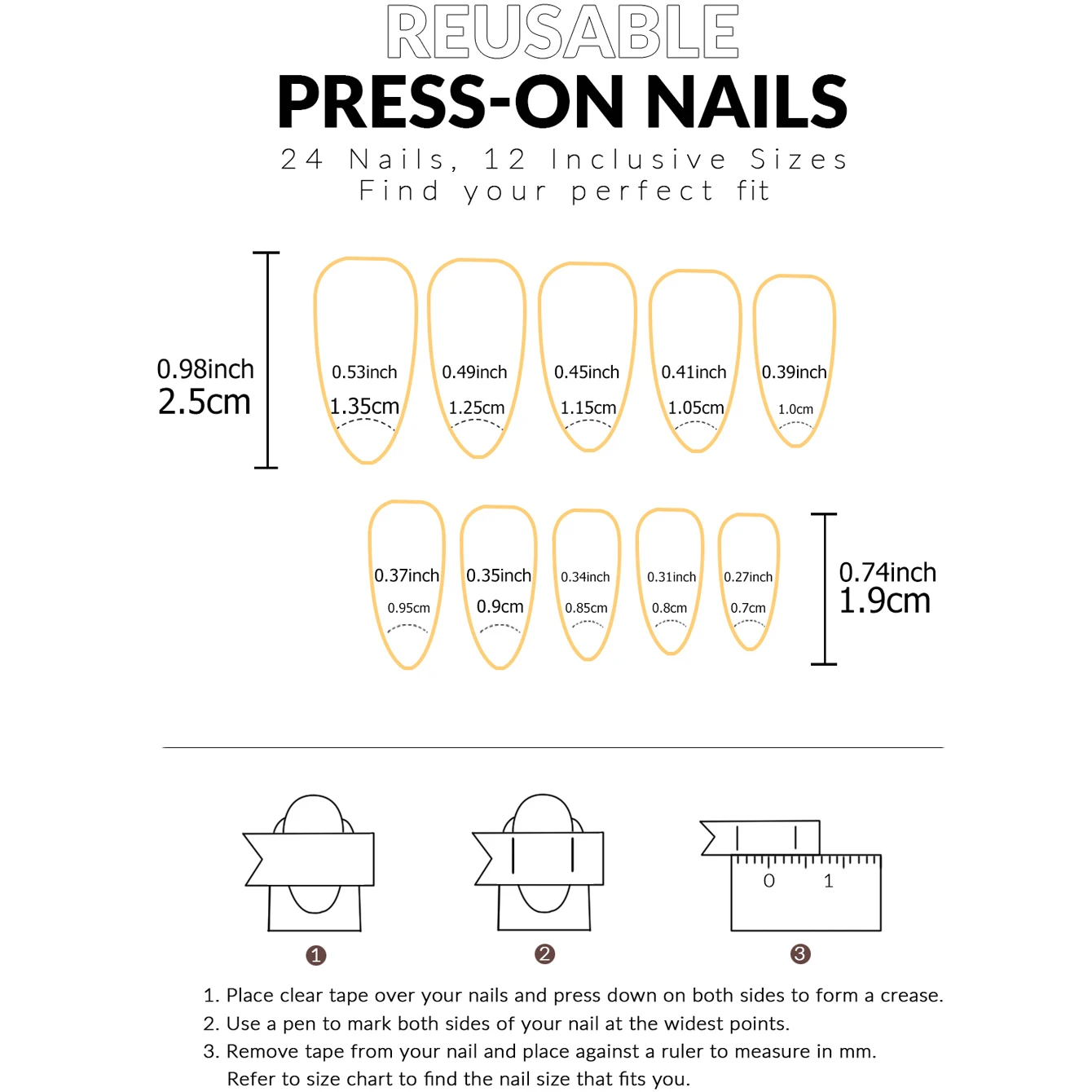 24 stuks amandelvormige middelgrote nagel, neutraal acryl, herbruikbaar, vrouwelijke nepnagel, middellange lengte, slanke nagel met hoge hakken