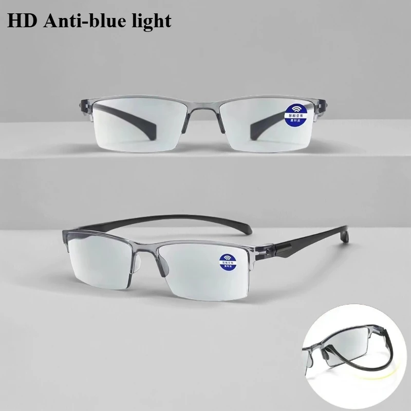 

2Pcs New Anti Blue Ray Reading Glasses Smart Automatic Zoom Reading Glasses Autofocus Power +1.0 ~ +5.0 Half-Rim Unisex