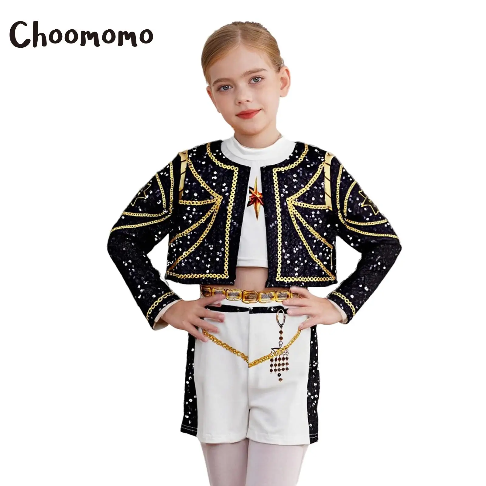 

Girls Kpop Demon Cosplay Costume Popular Singer Outfits with 3D Printed Hunter Clothing Set for Halloween Carnival Themed Party