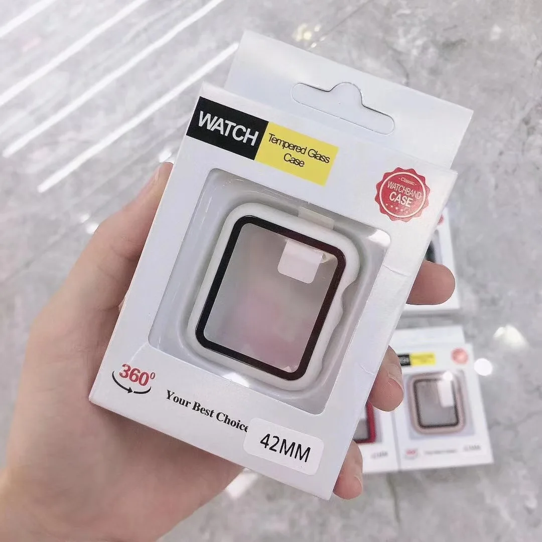 Gehärtetes Glas + Hülle für Apple Watch Serie 9 8 7 6 5 4 3 SE 44 mm 45 mm 40 mm 42 38 41 mm Abdeckung Stoßstange Displayschutzfolie Zubehör